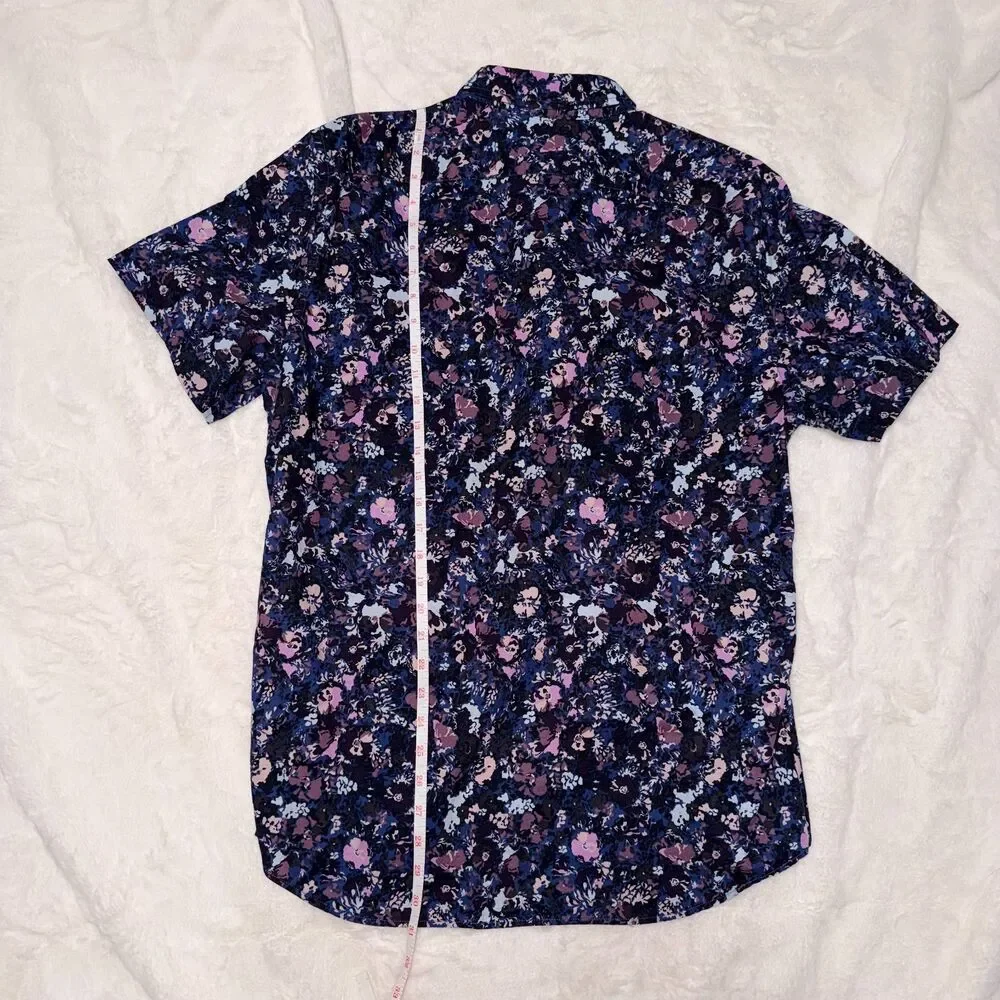 Banana Republic Floral Button Down Shirt Men Purple Blue Cotton Size Large